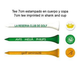 Tees Personalizados de 5,4cm, con 2 estampaciónes 2 col, en cuerpo y copa en bolsas de 25 tees