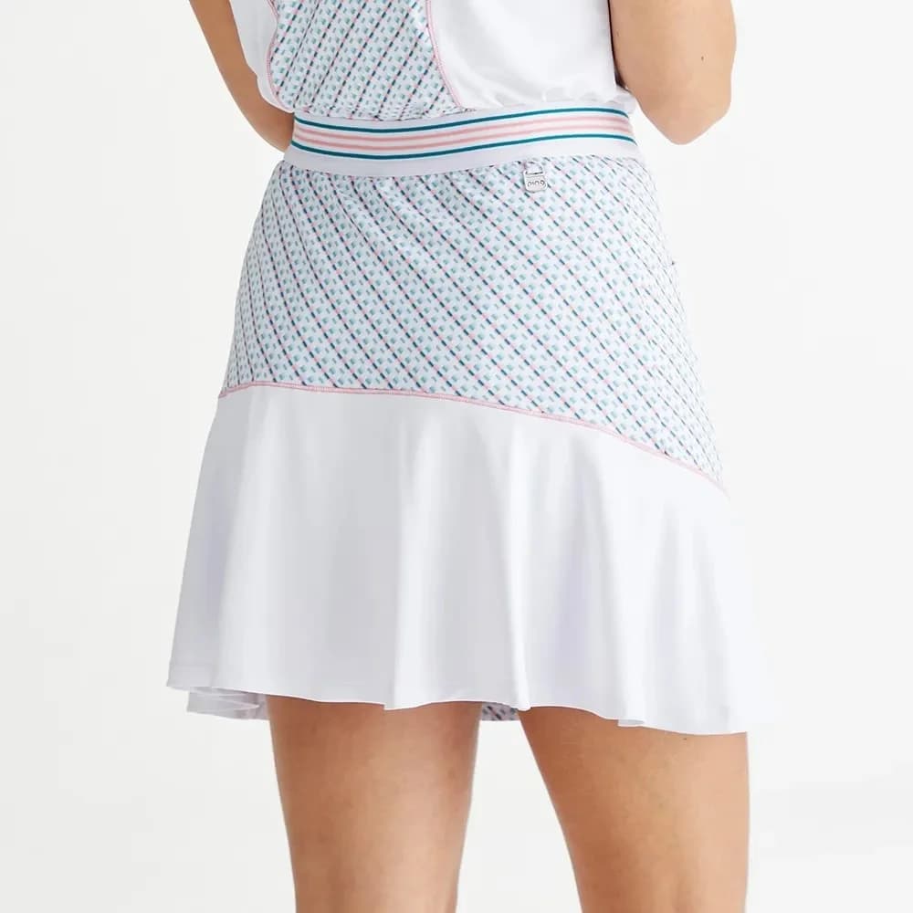 Odetta Ladies Printed Skort - White/Neoteric - vista miniatura 2