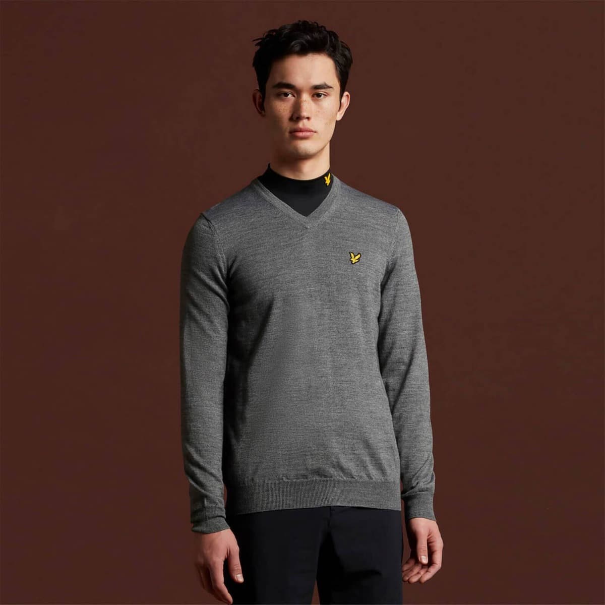 Jersey Lyle & Scott Golf V Neck - Mid Grey Marl