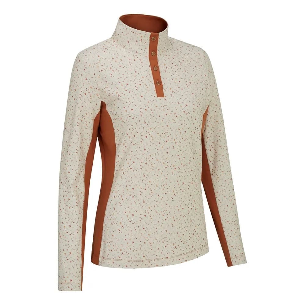 Polo Ping Lolette Ladies Printed Mang larga Antique White/Multi/Auburn P93723-AWA - imagen 2