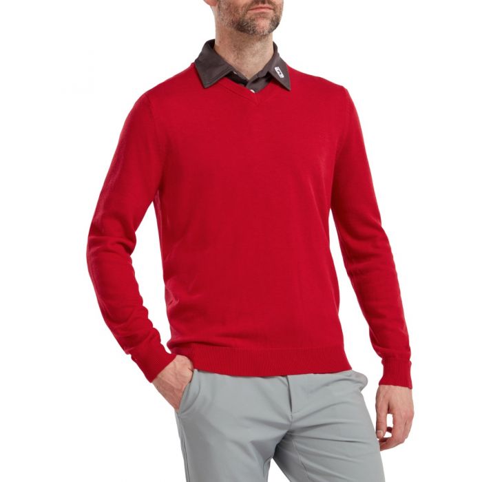Jersey Footjoy Wool Blend V-Neck Rojo 90132 Hombre Tienda